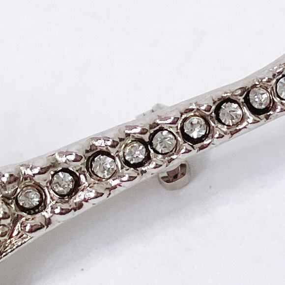 Vintage Mid Century Blue Rhinestone Bar Brooch Edwardian Revival Elegant Pin - Picture 4 of 11